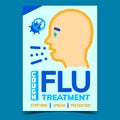 Flu Cough Treatment Creative Promo Banner Vector