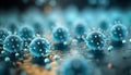 Flu covid 19 virus cell on dark blue background, global outbreak of coronavirus and influenza Royalty Free Stock Photo