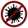 2019-nCov Coronavirus With Red Forbidden Sign Isolated On A White Background