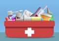 Flu first aid kit concept banner, cartoon style Royalty Free Stock Photo