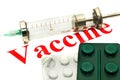 FLU H1N1 disease alert - tablets and syringe Royalty Free Stock Photo