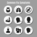 Flu influenza sickness symptoms icons