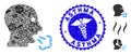 Contagious Collage Mouth Breath Icon with Doctor Distress Asthma Stamp