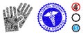 Pathogen Collage Rubber Gloves Icon with Medical Distress Flea Control Treatment Stamp