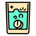 Flu pill glass icon, outline style