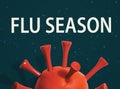 Flu Season theme with a red virus Royalty Free Stock Photo