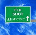 FLU SHOT road sign against clear blue sky Royalty Free Stock Photo