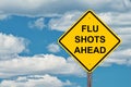 Flu Shots Ahead - Caution Sign Blue Sky Royalty Free Stock Photo