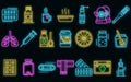 Flu sick icons set vector neon