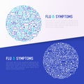 Flu and symptoms concept in circle Royalty Free Stock Photo