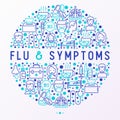 Flu and symptoms concept in circle thin line icons Royalty Free Stock Photo