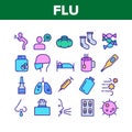 Flu Symptoms And Cure Collection Icons Set Vector Royalty Free Stock Photo