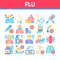 Flu Symptoms Medical Collection Icons Set Vector Royalty Free Stock Photo