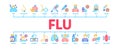 Flu Symptoms Medical Minimal Infographic Banner Vector