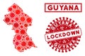 Mosaic Guyana Map and Distress Lockdown Stamps