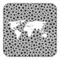 Map of World - SARS Virus Mosaic with Empty Space
