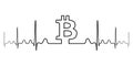 Fluctuation in the exchange rate bitcoin illustration, vector fluctuation of bitcoin one line drawing, minimalism art