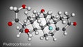 Fludrocortison, fluorocortisone molecule. It is synthetic corticosteroid with antiinflammatory and antiallergic properties. Royalty Free Stock Photo