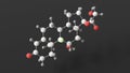 fludrocortisone molecule, molecular structure, adrenals, ball and stick 3d model, structural chemical formula with colored atoms