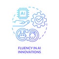 Fluency in AI innovations blue gradient concept icon