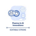 Fluency in AI innovations light blue concept icon