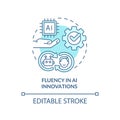 Fluency in AI innovations turquoise concept icon