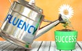 Fluency helps achieving success - pictured as word Fluency on a watering can to symbolize that Fluency makes success grow and it Royalty Free Stock Photo