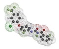 Flufenoxuron insecticide molecule. 3D rendering. Atoms are represented as spheres with conventional color coding: hydrogen white.