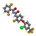 Flufenoxuron insecticide molecule. 3D rendering.