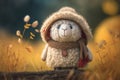 Fluffy adventurers: Cute little sheep in their woolen coats exploring the golden meadow