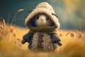 Fluffy adventurers: Cute little sheep in their woolen coats exploring the golden meadow
