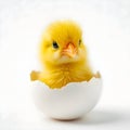 Fluffy Baby Chick Emerging from a Cracked Eggshell on White Background Royalty Free Stock Photo