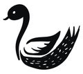 Swan silhouette image/Black swan over white background viewed from the side, vector or color illustration Royalty Free Stock Photo