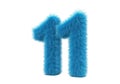 Fluffy blue number eleven 3 D render isolated on a transparent background numeral Royalty Free Stock Photo