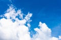 Fluffy bright white clouds with a beautiful clear blue sky and sunshine in the summer morning Royalty Free Stock Photo