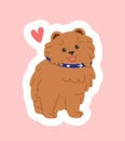 Fluffy brown puppy sticker vector concept Royalty Free Stock Photo