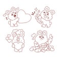 fluffy bunny and fresh carrot sticker set coloring book illustration asset