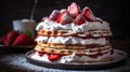 Fluffy Buttermilk Waffles with Strawberries and Whipped Cream