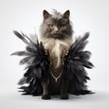 High-quality Fashion Feather Cat In Imperial Stout Clothes