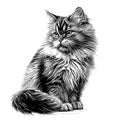Fluffy cat hand drawn sketch Vector illustration Royalty Free Stock Photo