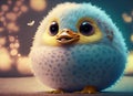 fluffy cheerful baby duck with big eyes