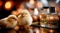 Fluffy chicks engaging in bio research activities in a lab setting Royalty Free Stock Photo