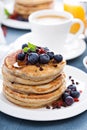 Fluffy chocolate chip pancakes for breakfast Royalty Free Stock Photo