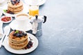 Fluffy chocolate chip pancakes Royalty Free Stock Photo