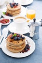 Fluffy chocolate chip pancakes Royalty Free Stock Photo