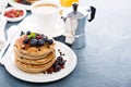 Fluffy chocolate chip pancakes Royalty Free Stock Photo