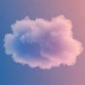 Fluffy cloud against a gradient background, transitioning from blue on the left to pink Royalty Free Stock Photo