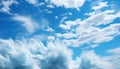 Fluffy cloud flying high in clear blue sky, pure beauty generated by AI