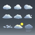 Fluffy cloud illustration icon set