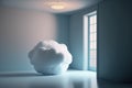 Fluffy cloud inside a clean empty white room, ai generated Royalty Free Stock Photo